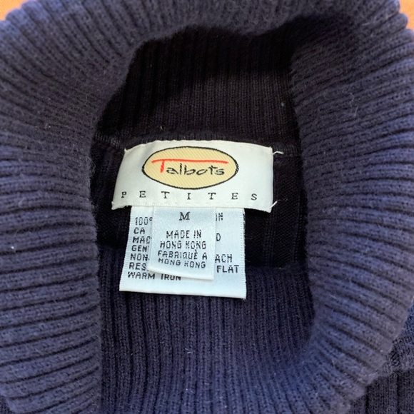 Talbots Navy Blue Ribbed Turtleneck, Size MP - Picture 4 of 5